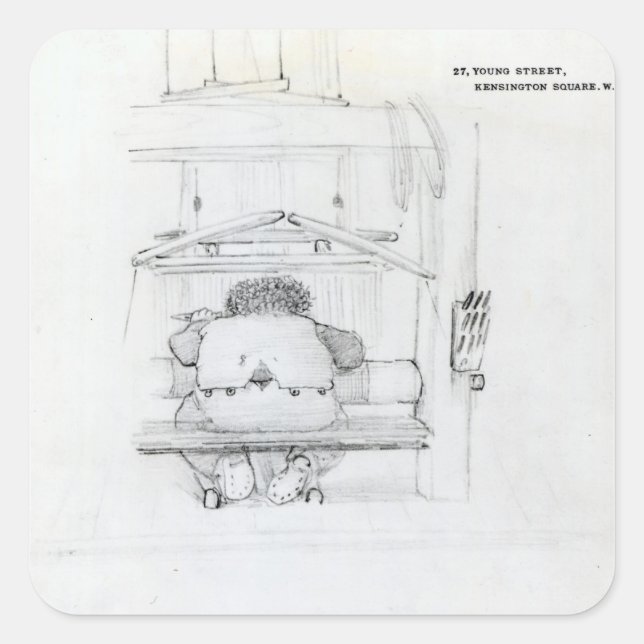 William Morris at his loom, caricature Square Sticker (Front)
