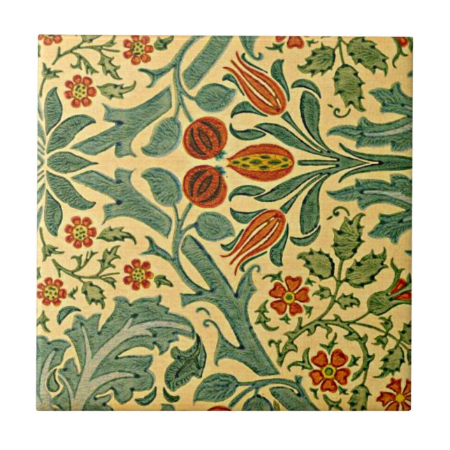 William Morris - Autumn Flower pattern Ceramic Tile (Front)