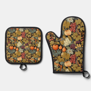 William Morris Autumn Leaves Pumpkins Oven Mitt & Pot Holder Set