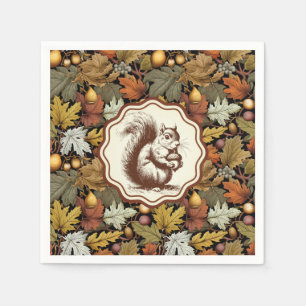 William Morris Autumn Leaves with Squirrel Retro  Napkin