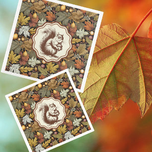 William Morris Autumn Leaves with Squirrel Retro  Napkin