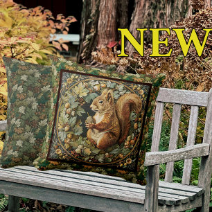 William Morris Autumn Squirrel Fall Acorn Cushion