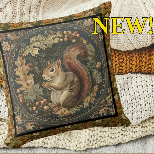 William Morris Autumn Squirrel Fall Leaves Cushion (William Morris this fall!)