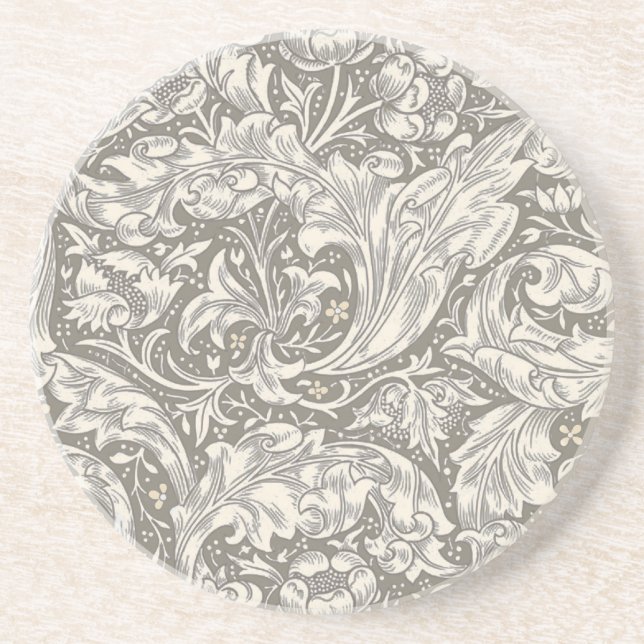 William Morris Bachelor's Button antique damask Coaster (Front)