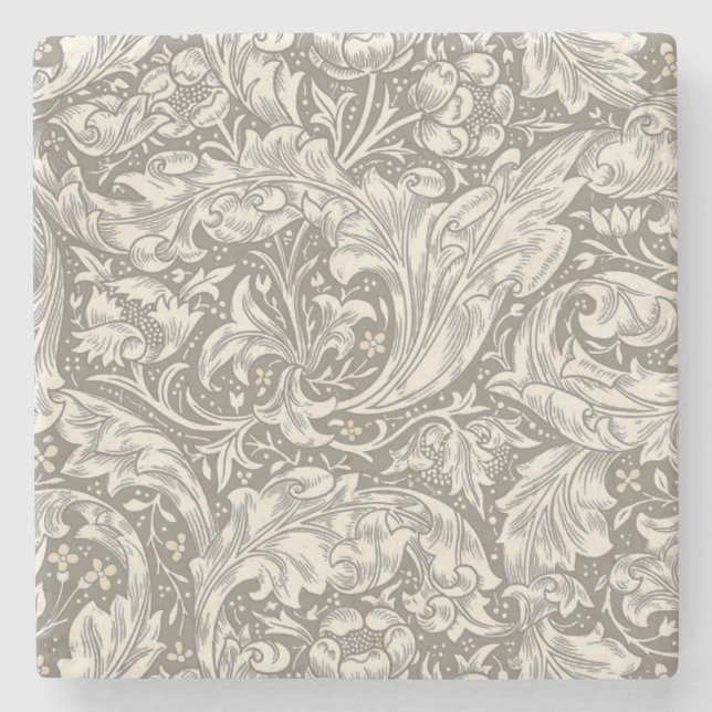 William Morris Bachelor's Button antique damask Stone Coaster (Front)