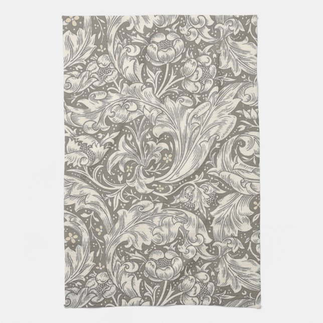 William Morris Bachelor's Button antique damask Tea Towel (Vertical)