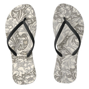 William Morris Bachelor's Button antique damask Thongs