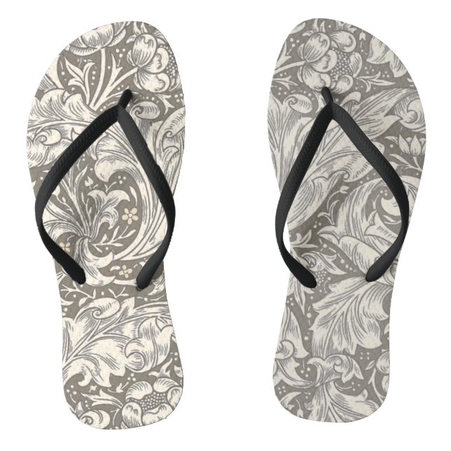 William Morris Bachelor's Button antique damask Thongs (Footbed)