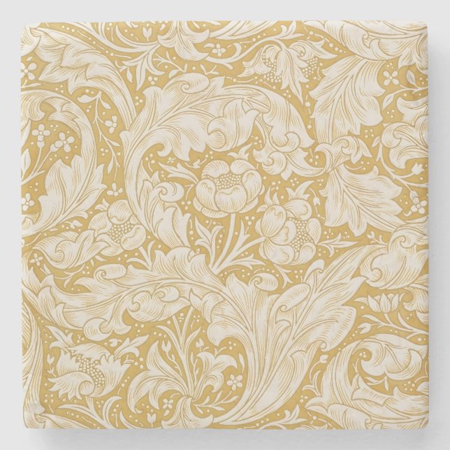 William Morris Bachelor's Button Flower Classic Stone Coaster (Front)