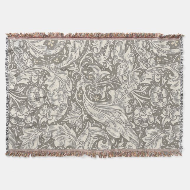 William Morris Bachelor's Button Flower Floral Bot Throw Blanket (Front)