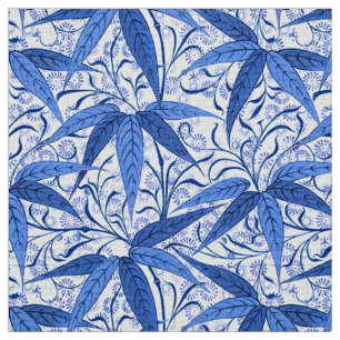 William Morris Bamboo Print, Cobalt Blue & White Fabric