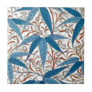 William Morris Bamboo Print, Denim Blue & White Ceramic Tile