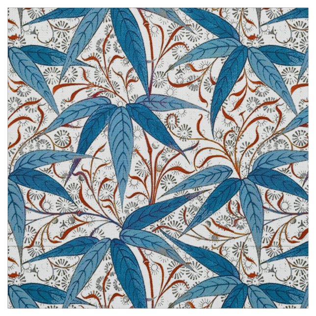 William Morris Bamboo Print, Denim Blue & White Fabric (Swatch)
