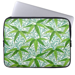William Morris Bamboo Print, Green and White Laptop Sleeve