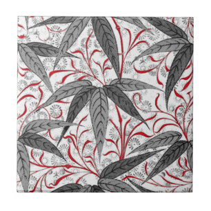 William Morris Bamboo Print, Grey and White Ceramic Tile