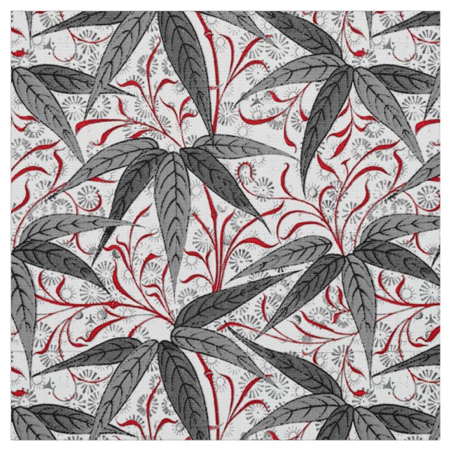 William Morris Bamboo Print, Grey and White Fabric (Swatch)