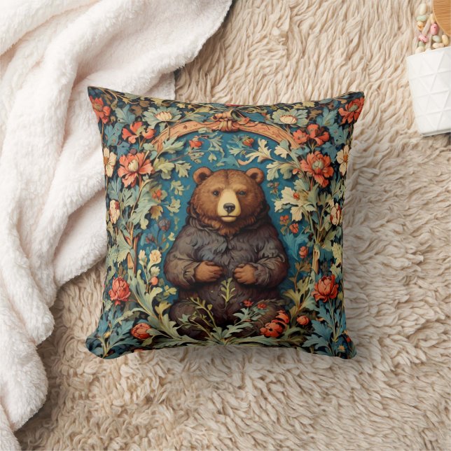 William Morris Bear Throw Pillow (Blanket)