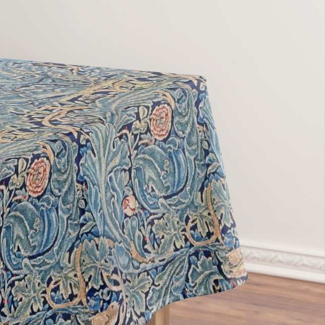 William Morris Beautiful Floral Pattern Blue Pink  Tablecloth (In Situ)