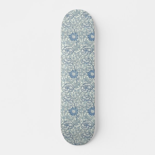 William Morris Beautiful floral pattern, blue,rose Skateboard (Front)
