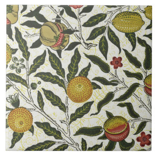 William Morris Beautiful Fruit Foliage Flowers Red Ceramic Tile