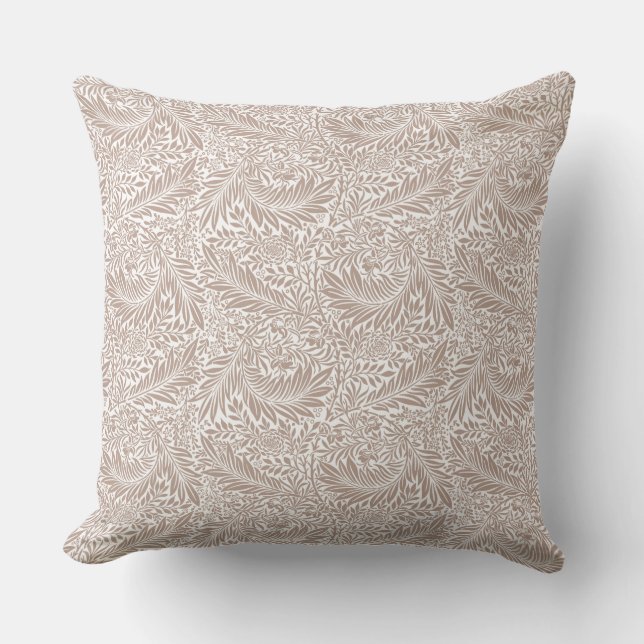 William Morris Beige Larkspur Pattern Cushion (Front)