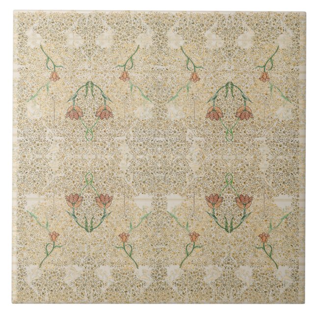 William * Morris Beige Vintage Tulip Ceramic Tile (Front)