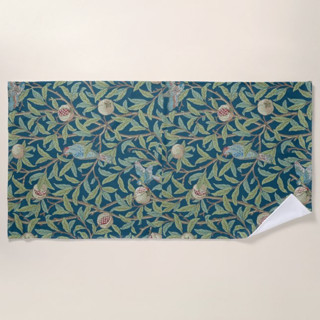 William Morris "Bird and Pomegranate"  Beach Towel (Front)