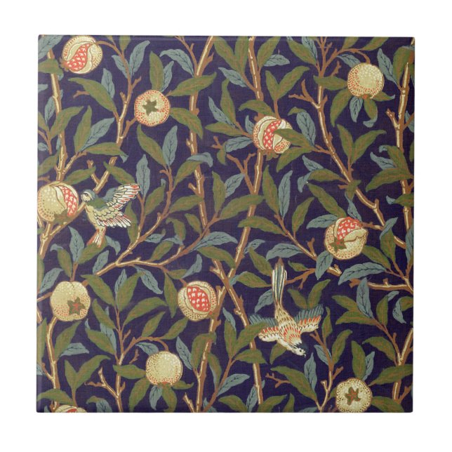 William Morris Bird And Pomegranate Ceramic Tile (Front)