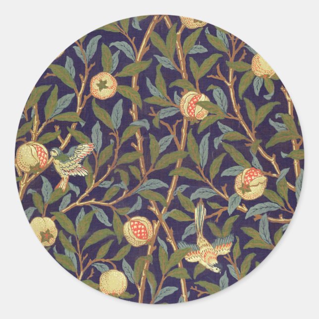 William Morris Bird And Pomegranate Classic Round Sticker (Front)
