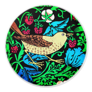William Morris Bird & Flower, Blue and Brown Ceramic Knob