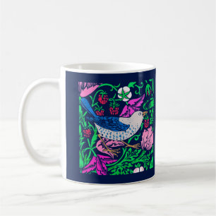 William Morris Bird & Flower Tile, Navy & Fuchsia Coffee Mug
