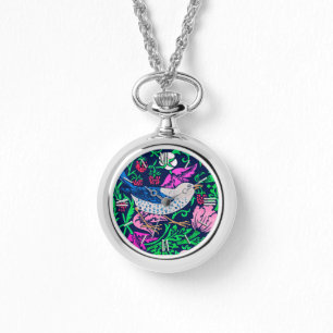 William Morris Bird & Flower Tile, Navy & Fuchsia Watch