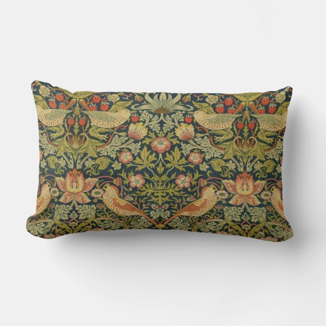 William Morris Bird Pattern Outdoor Lumbar Cushion (Front)