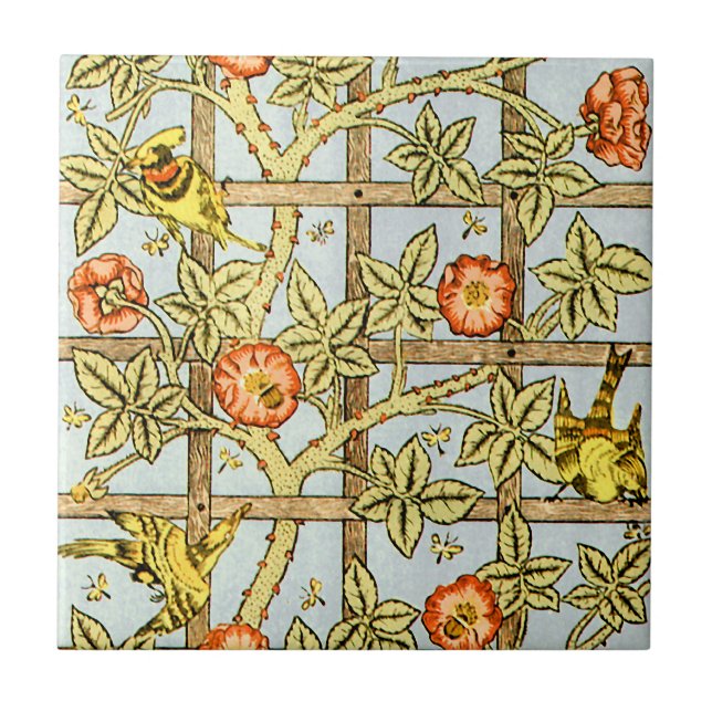 William Morris birds and flowers pattern Ceramic Tile (Front)