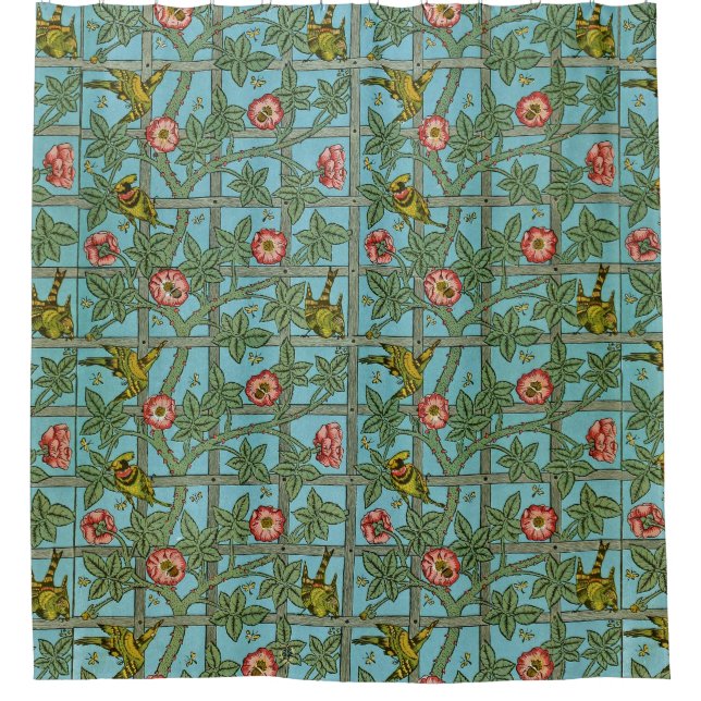 William Morris Birds and Flowers Shower Curtain (Front)