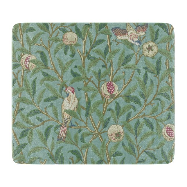 William Morris, Birds and Pommegrenates - Green  Cutting Board (Front)