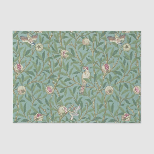 William Morris, Birds and Pommegrenates - Green Tissue Paper (Front)