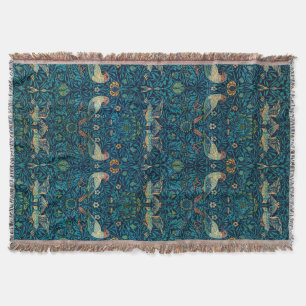 William Morris Birds Art Nouveau Floral Pattern Throw Blanket