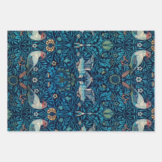 William Morris Birds Art Nouveau Floral Pattern Wrapping Paper Sheet (Front)