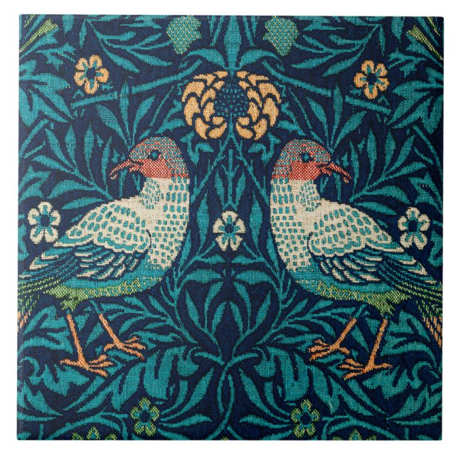 William Morris - Birds & Floral Pattern Ceramic Tile (Front)