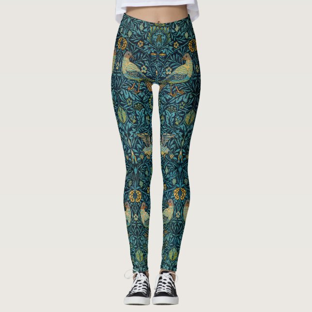 William Morris Birds & Floral Pattern Leggings (Front)