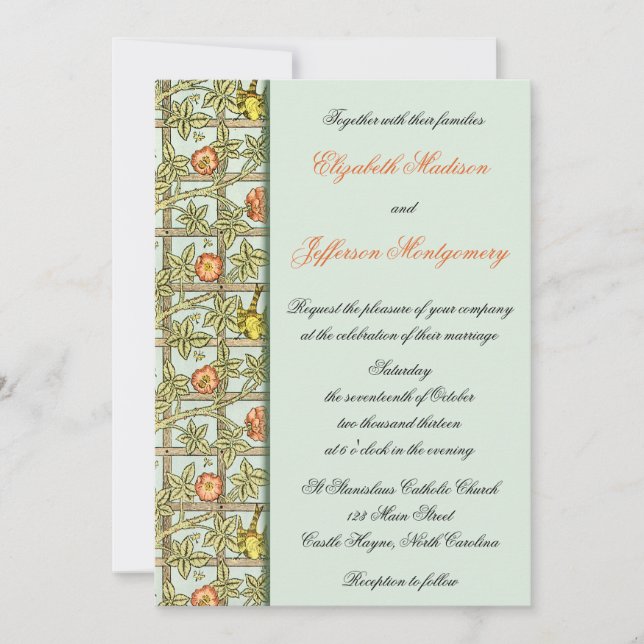 William Morris Birds & Flowers Wedding Invitation (Front)