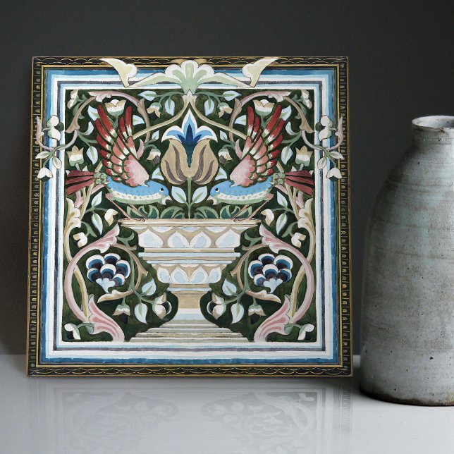 William Morris Birds Garden Flowers Art Nouveau Ceramic Tile (Creator Uploaded)