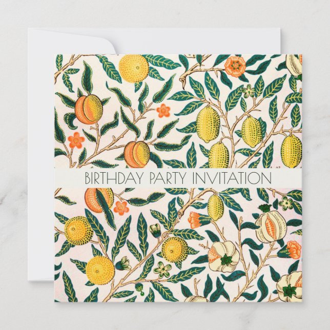 WILLIAM MORRIS BIRTHDAY PARTY INVITATION (Front)