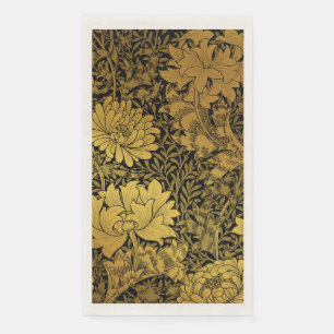 William Morris Black And Gold Floral Pattern Napkin