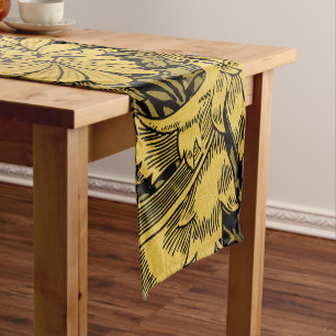 William Morris Black And Gold Floral Pattern Short Short Table Runner