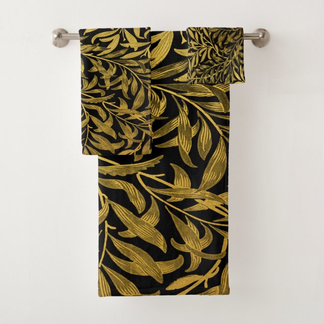 William Morris Black And Gold  Willow Bough Bath Towel Set (Insitu)