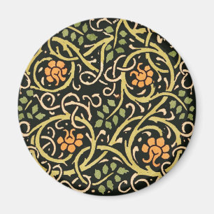William Morris Black Floral Art Print Design Magnet