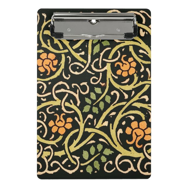 William Morris Black Floral Art Print Design Mini Clipboard (Front)