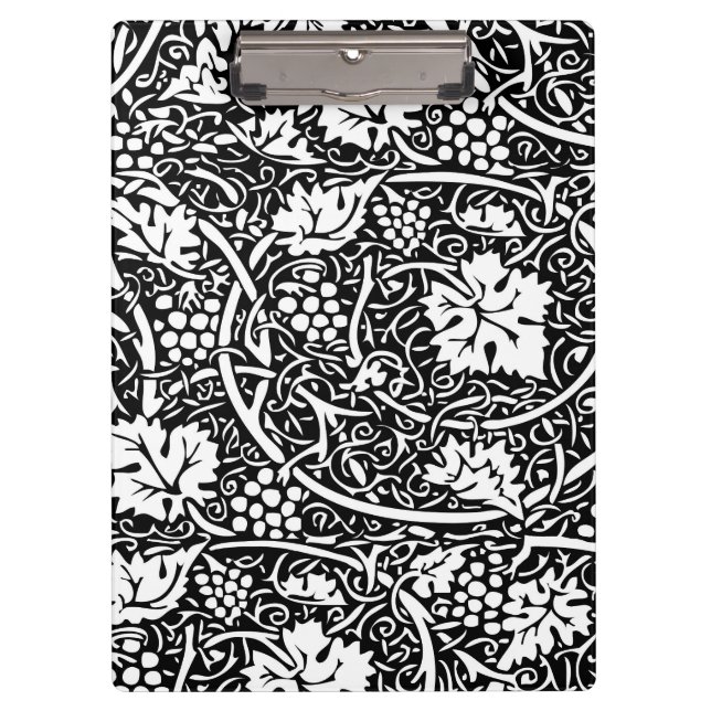 William Morris Black White Grape Vine Clipboard (Front)